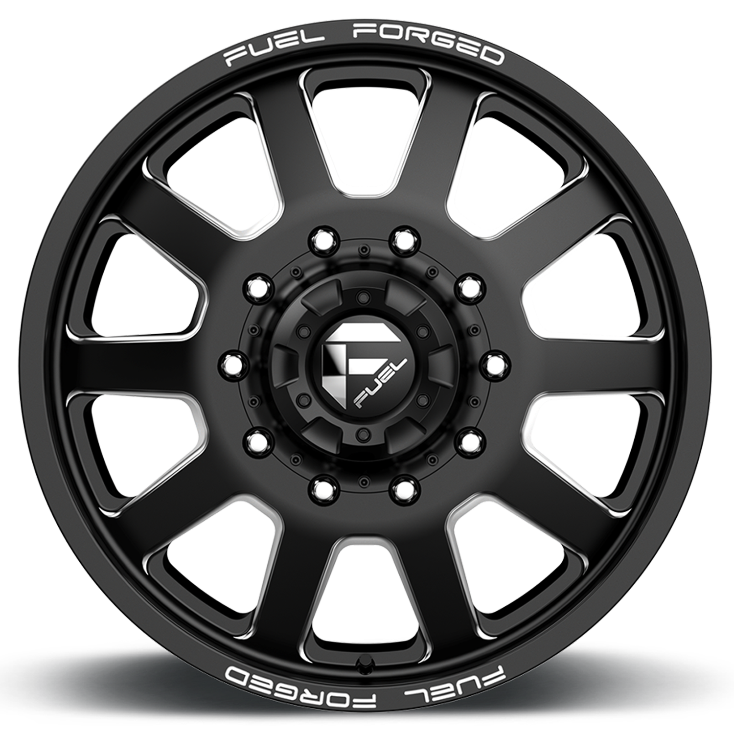 Dually Wheels 22X8.5 FF09D Dually DE09 BK 10 On 225 Matte Black Milled 170.1 Bore 105 Offset Front Dually Fuel Off Road Wheels