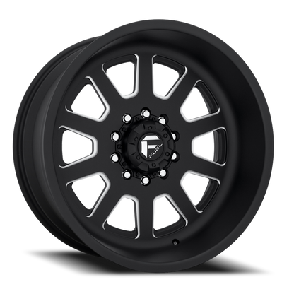 Dually Wheels 24X12 FF09D Dually DE09 Super Single BK 8 On 165.1 Matte Black Milled 121.5 Bore -50 Offset Front Dually Fuel Off Road Wheels