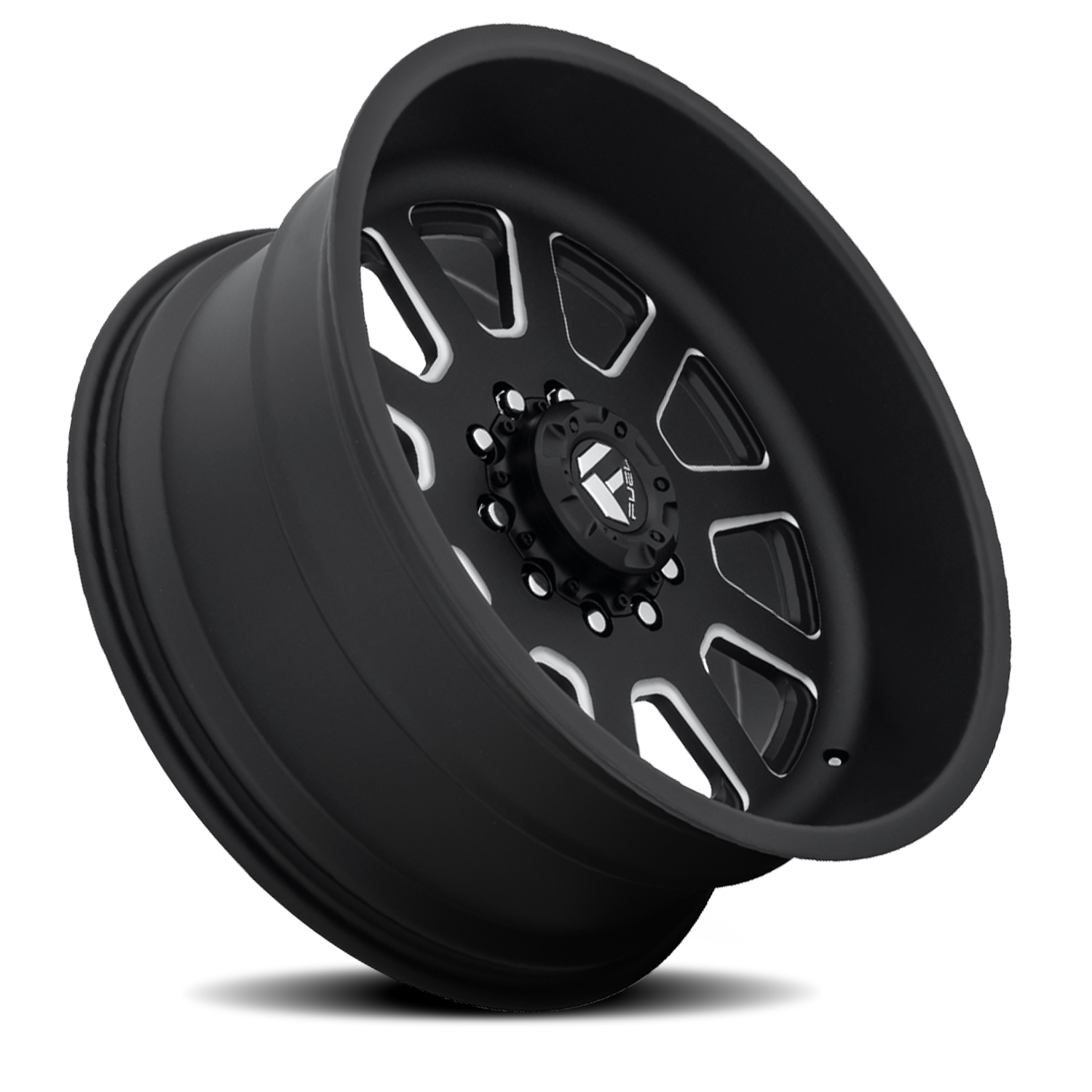 Dually Wheels 24X12 FF09D Dually DE09 Super Single BK 8 On 165.1 Matte Black Milled 121.5 Bore -50 Offset Front Dually Fuel Off Road Wheels