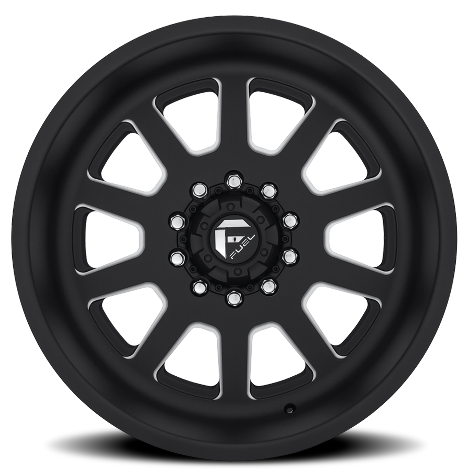 Dually Wheels 24X12 FF09D Dually DE09 Super Single BK 10 On 170 Matte Black Milled 125.1 Bore -50 Offset Front Dually Fuel Off Road Wheels