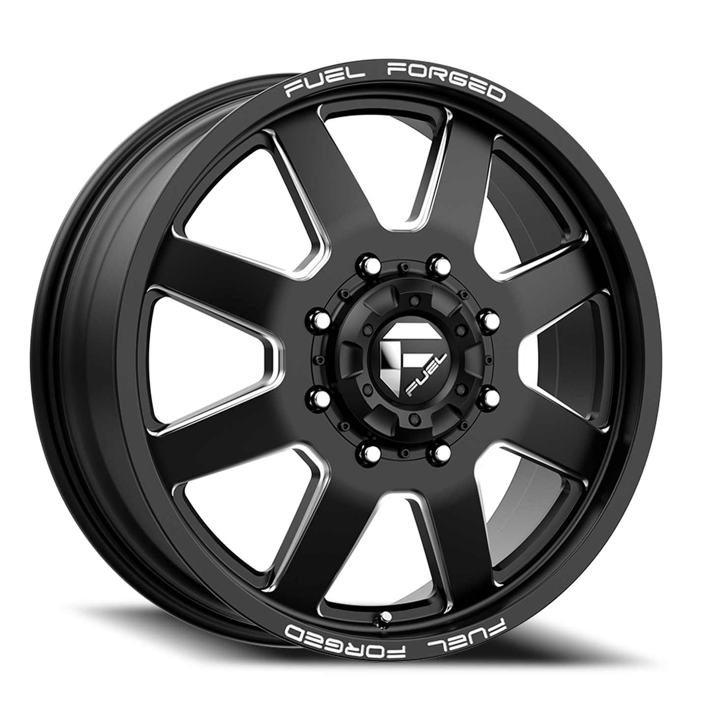 Dually Wheels 24X8.25 FF09D Dually DE09 BK 8 On 200 Matte Black Milled 142.2 Bore 105 Offset Front Dually Fuel Off Road Wheels