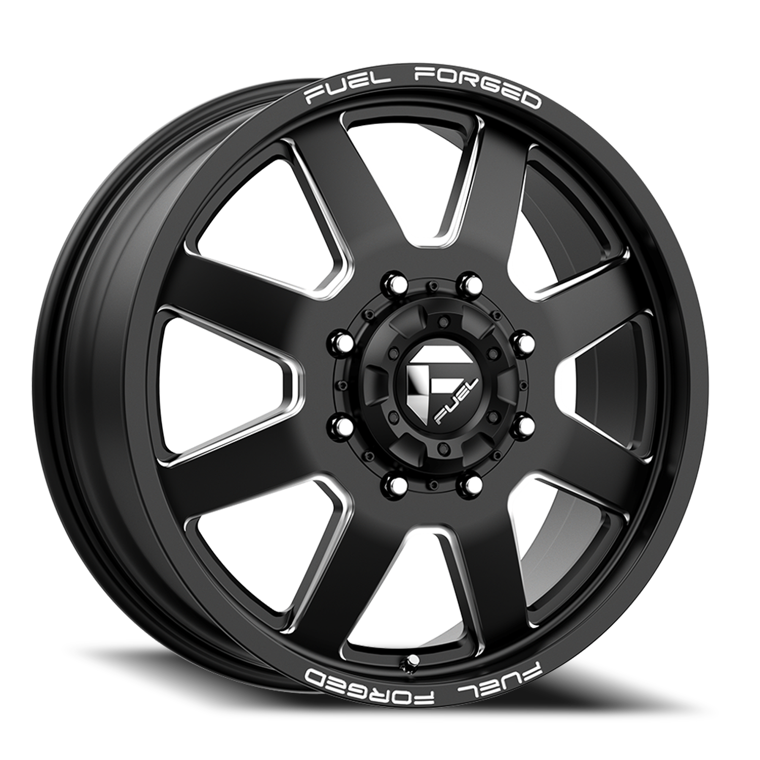 Dually Wheels 24X8.25 FF09D Dually DE09 BK 8 On 210 Matte Black Milled 154.3 Bore 105 Offset Front Dually Fuel Off Road Wheels