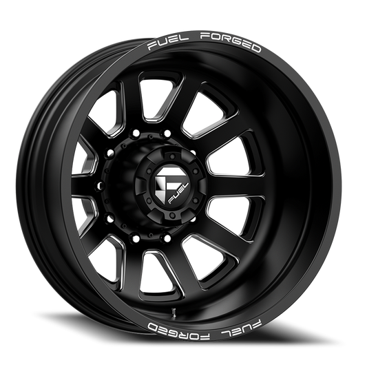 Dually Wheels 24X8.25 FF09D Dually DE09 BK 8 On 210 Matte Black Milled 154.3 Bore -246 Offset Outer Dually Fuel Off Road Wheels