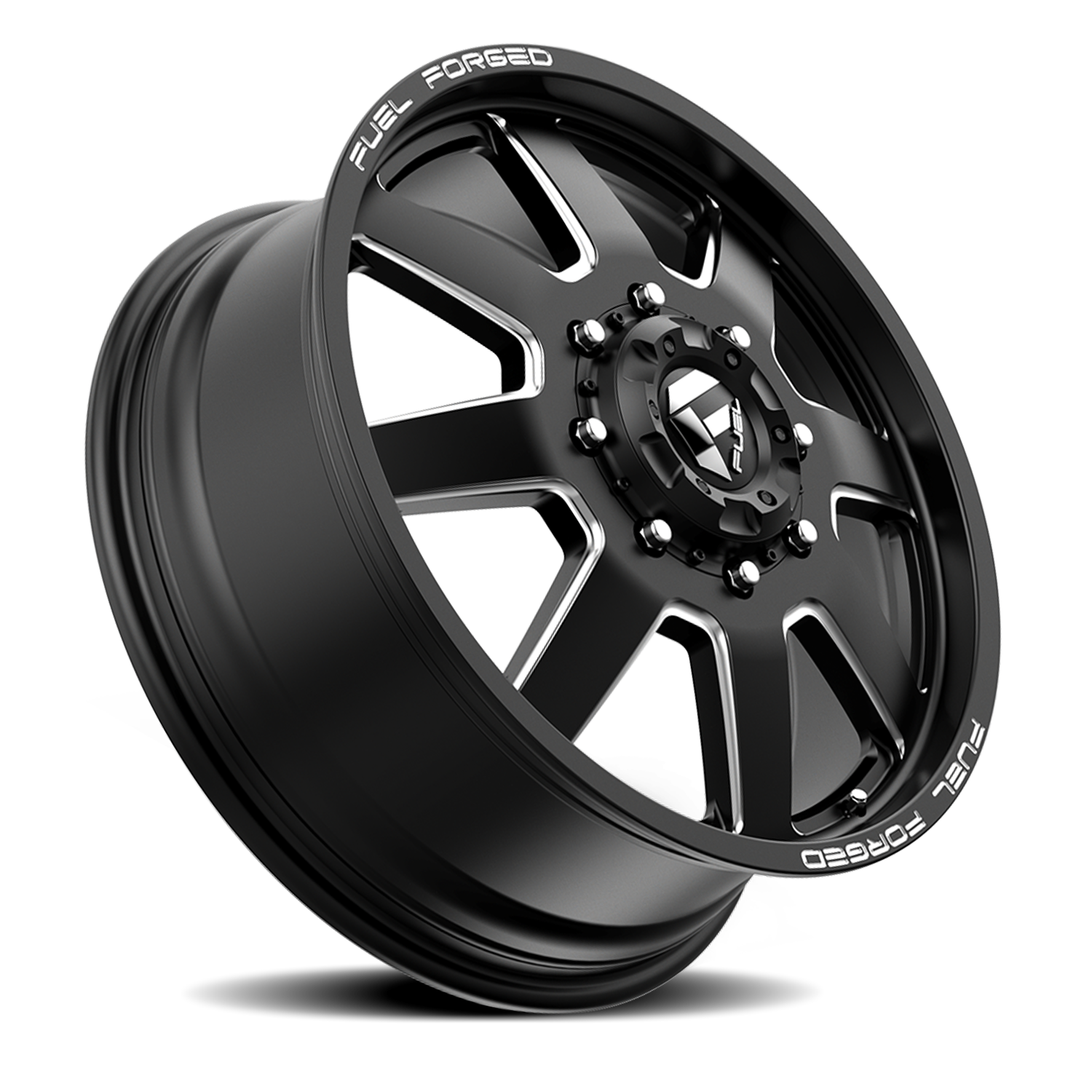 Dually Wheels 24X8.25 FF09D Dually DE09 BK 8 On 210 Matte Black Milled 154.3 Bore 105 Offset Front Dually Fuel Off Road Wheels