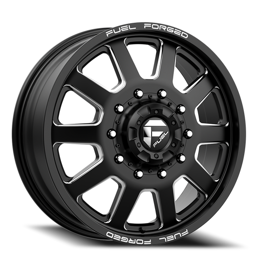 Dually Wheels 24X8.25 FF09D Dually DE09 BK 10 On 225 Matte Black Milled 170.1 Bore 105 Offset Front Dually Fuel Off Road Wheels