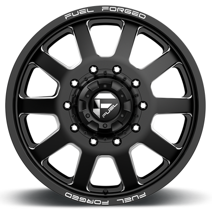 Dually Wheels 24X8.25 FF09D Dually DE09 BK 10 On 225 Matte Black Milled 170.1 Bore 105 Offset Front Dually Fuel Off Road Wheels