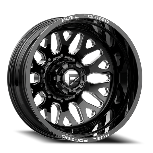 Dually Wheels 20X8.25 FF19D Dually DE19 BK 8 On 200 Gloss Black Milled 142.2 Bore -202 Offset Outer Dually Fuel Off Road Wheels