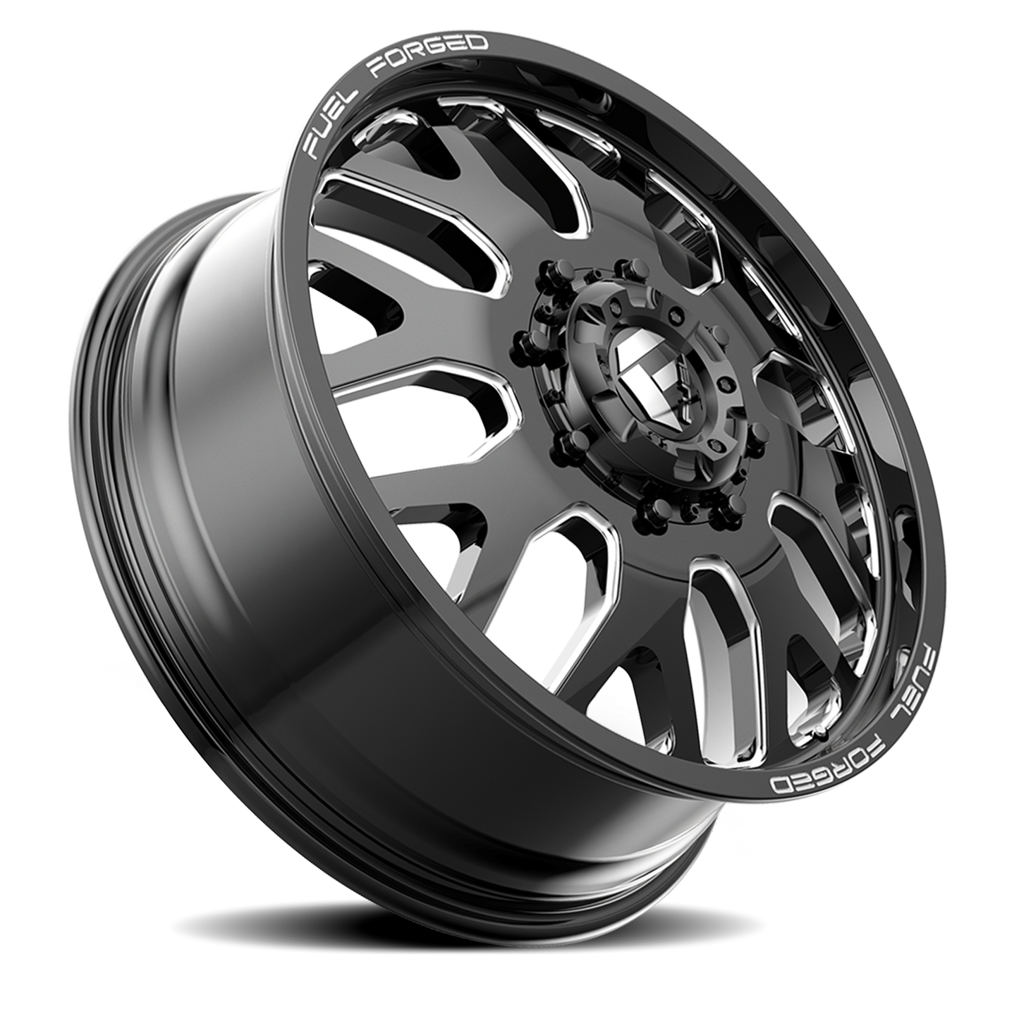Dually Wheels 20X8.25 FF19D Dually DE19 BK 8 On 200 Gloss Black Milled 142.2 Bore 105 Offset Front Dually Fuel Off Road Wheels