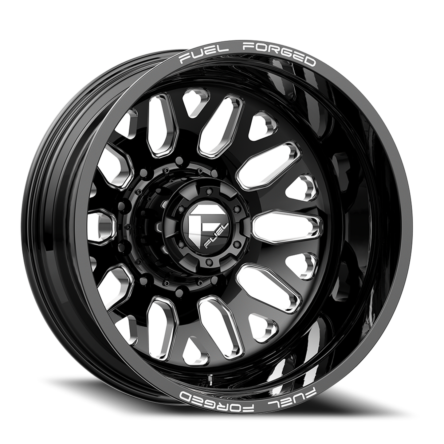 Dually Wheels 22X8.5 FF19D Dually DE19 BK 8 On 200 Gloss Black Milled 142.2 Bore -202 Offset Outer Dually Fuel Off Road Wheels
