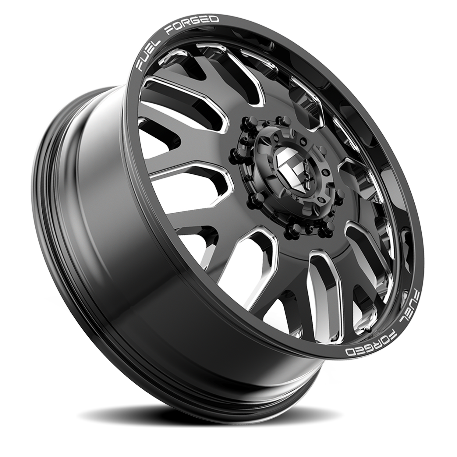 Dually Wheels 22X8.5 FF19D Dually DE19 BK 10 On 225 Gloss Black Milled 170.1 Bore 105 Offset Front Dually Fuel Off Road Wheels