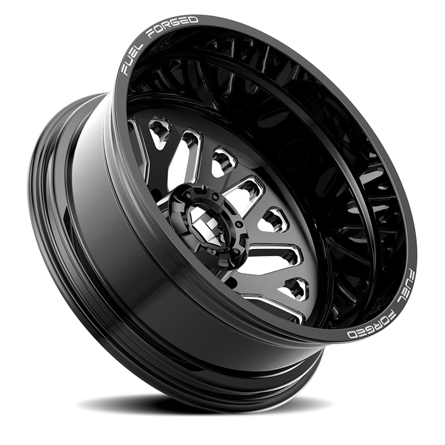 Dually Wheels 24X8.25 FF19D Dually DE19 BK 8 On 200 Gloss Black Milled 142.2 Bore -225 Offset Outer Dually Fuel Off Road Wheels