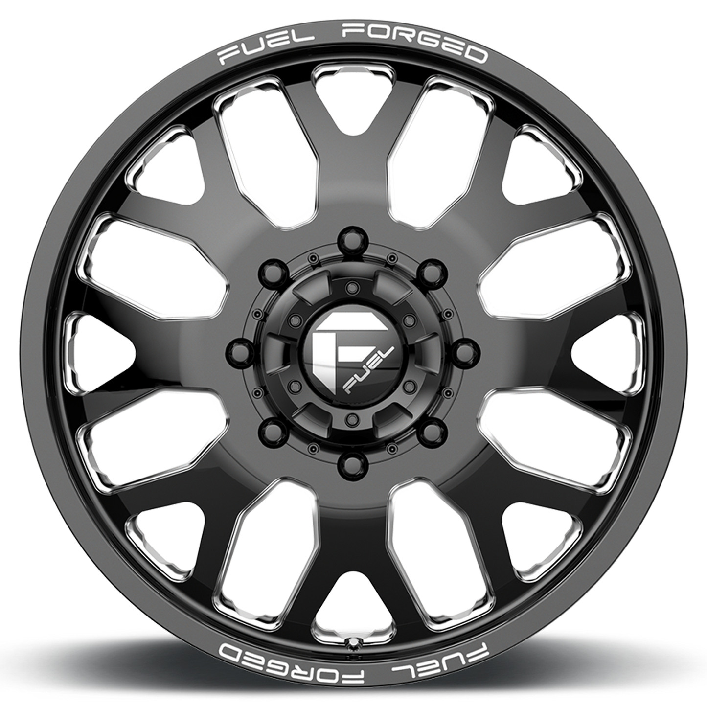 Dually Wheels 24X8.25 FF19D Dually DE19 BK 8 On 200 Gloss Black Milled 142.2 Bore 105 Offset Front Dually Fuel Off Road Wheels