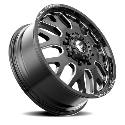 Dually Wheels 24X8.25 FF19D Dually DE19 BK 8 On 210 Gloss Black Milled 154.3 Bore 105 Offset Front Dually Fuel Off Road Wheels