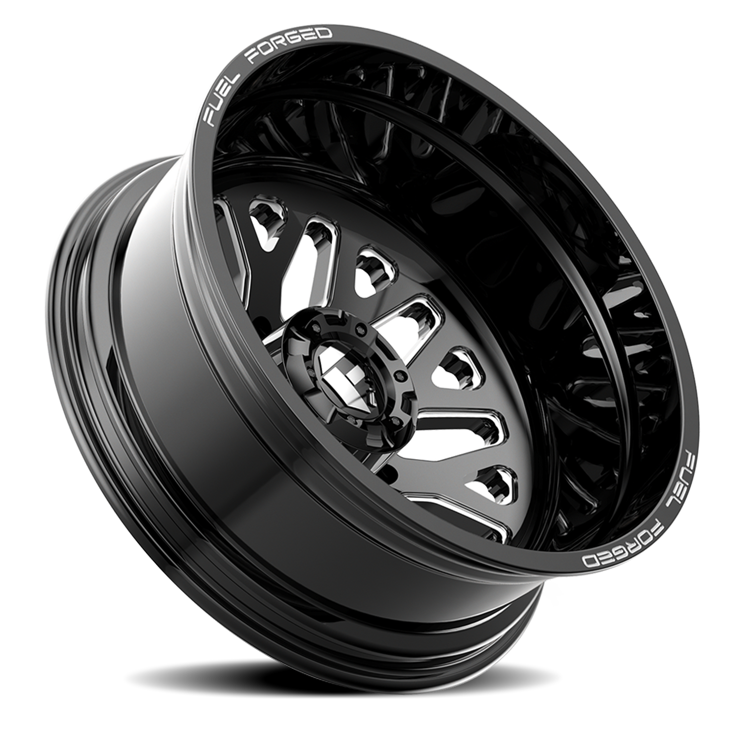 Dually Wheels 24X8.25 FF19D Dually DE19 BK 10 On 225 Gloss Black Milled 170.1 Bore -200 Offset Outer Dually Fuel Off Road Wheels