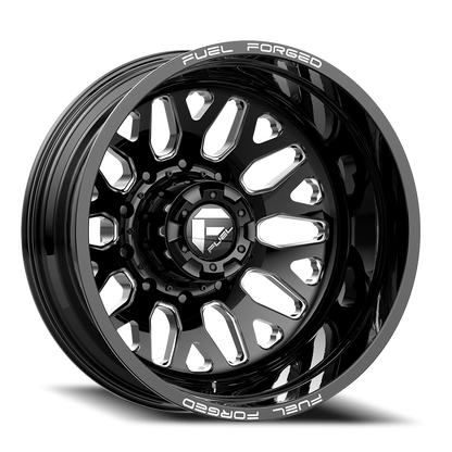 Dually Wheels 24X8.25 FF19D Dually DE19 BK 10 On 225 Gloss Black Milled 170.1 Bore -225 Offset Outer Dually Fuel Off Road Wheels
