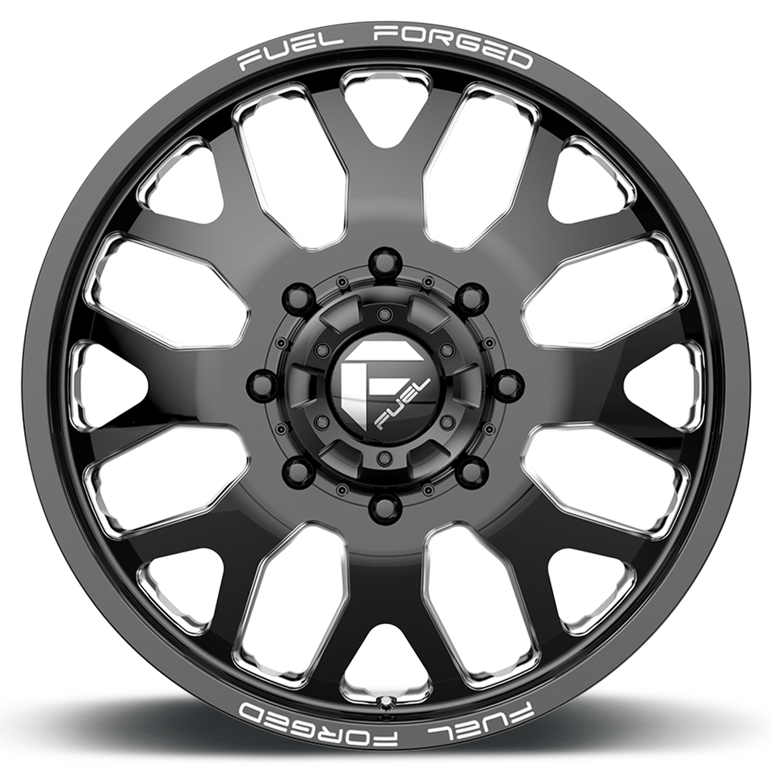 Dually Wheels 24X8.25 FF19D Dually DE19 BK 10 On 225 Gloss Black Milled 170.1 Bore 105 Offset Front Dually Fuel Off Road Wheels
