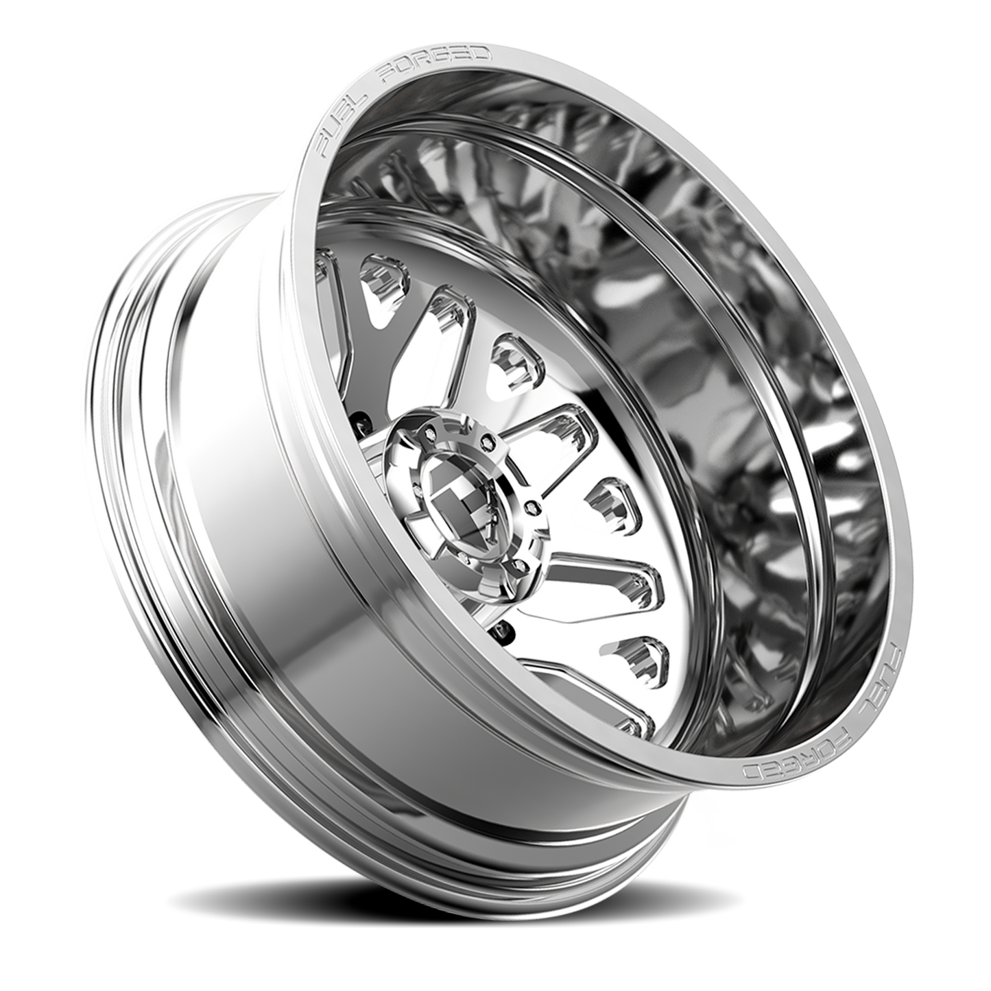 Dually Wheels 22X8.25 FF19D Dually DE19 PO 8 On 165.1 Polished 121.5 Bore -265 Offset Outer Dually Fuel Off Road Wheels