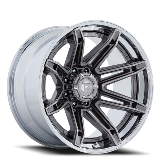 Aluminum Wheels 20X10 Brawl FC401AP 6 On 139.7 Platinum Silver Chrome Lip 106.1 Bore -18 Offset Fuel Off Road Wheels