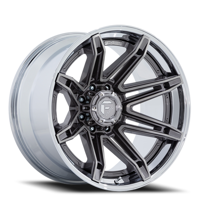 Aluminum Wheels 22X10 Brawl FC401AP 8 On 180 Platinum Silver Chrome Lip 124.2 Bore -18 Offset Fuel Off Road Wheels