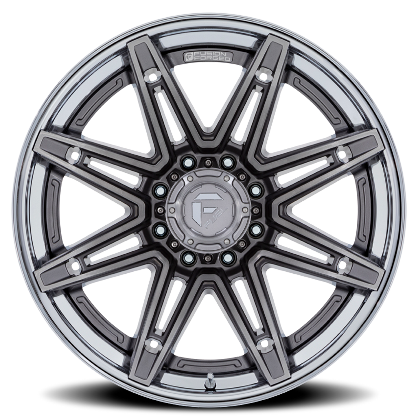 Aluminum Wheels 22X12 Brawl FC401AP 6 On 135 Platinum Silver Chrome Lip 87.1 Bore -44 Offset Fuel Off Road Wheels