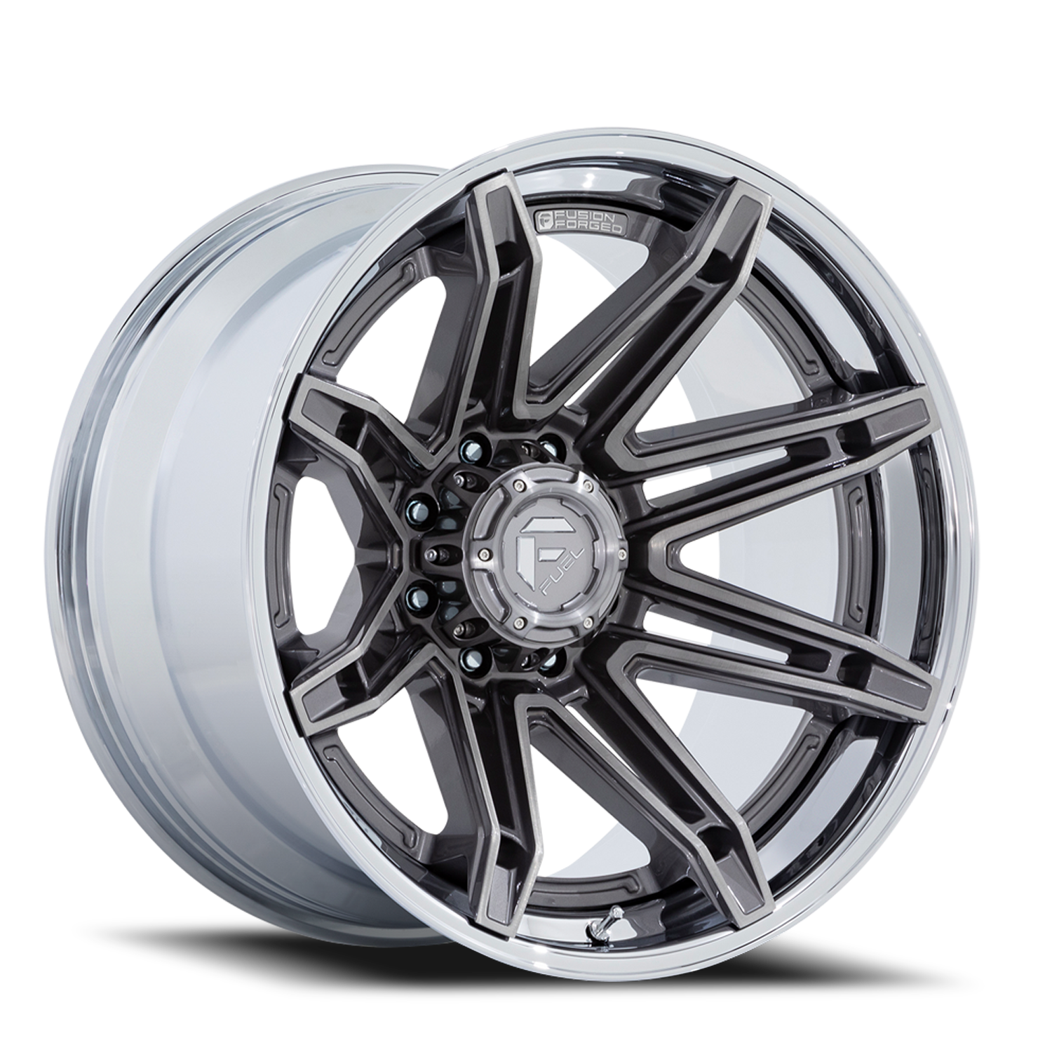 Aluminum Wheels 22X12 Brawl FC401AP 8 On 180 Platinum Silver Chrome Lip 124.2 Bore -44 Offset Fuel Off Road Wheels