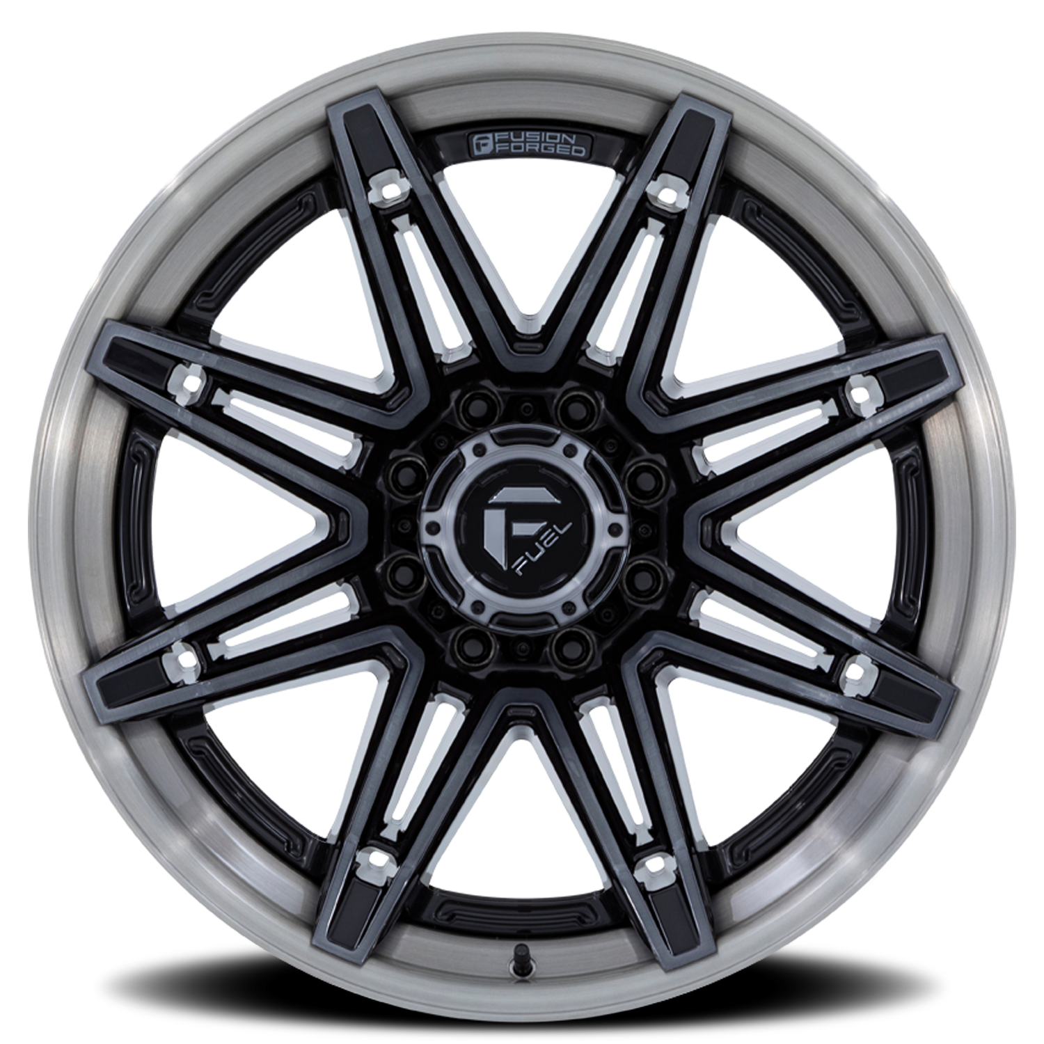 Aluminum Wheels 22X12 Brawl FC401BT 6 On 139.7 Gloss Black Brushed Dark Tint 106.1 Bore -44 Offset Fuel Off Road Wheels
