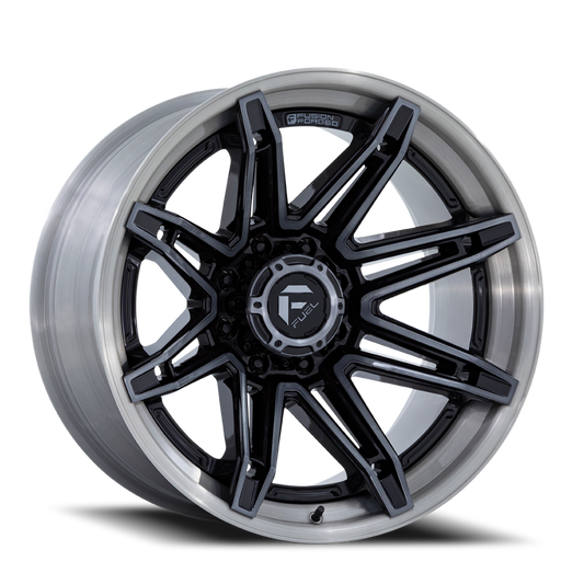 Aluminum Wheels 22X12 Brawl FC401BT 8 On 170 Gloss Black Brushed Dark Tint 125.1 Bore -44 Offset Fuel Off Road Wheels