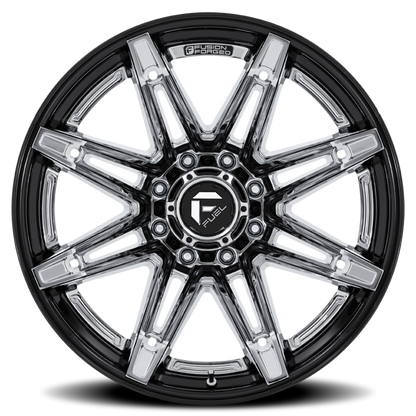 Aluminum Wheels 22X10 Brawl FC401PB 6 On 135 Chrome/Gloss Black Lip 87.1 Bore -18 Offset Fuel Off Road Wheels