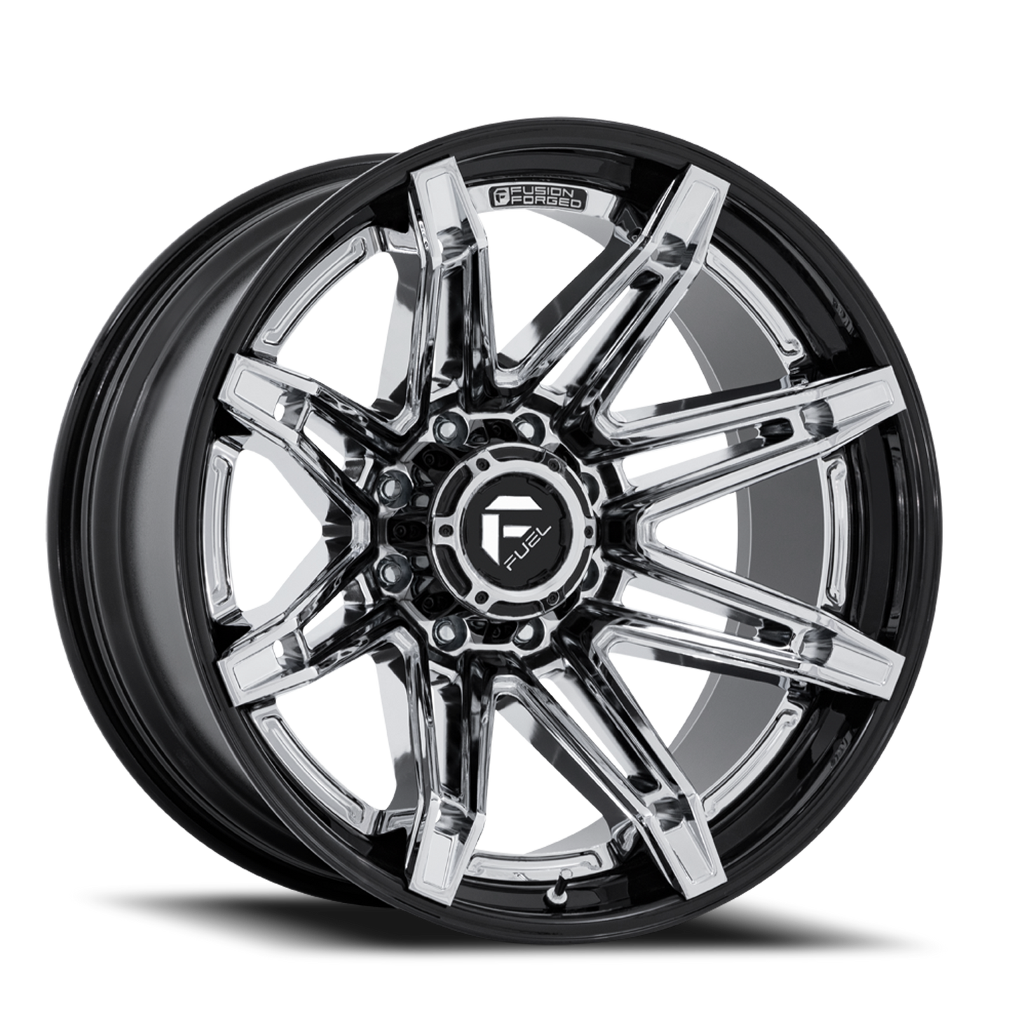 Aluminum Wheels 22X10 Brawl FC401PB 8 On 165.1 Chrome/Gloss Black Lip 125.1 Bore -18 Offset Fuel Off Road Wheels