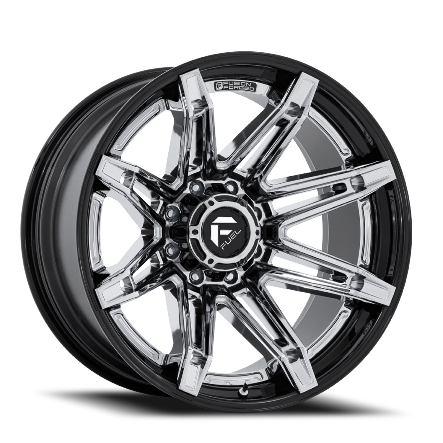 Aluminum Wheels 22X10 Brawl FC401PB 8 On 165.1 Chrome/Gloss Black Lip 125.1 Bore -18 Offset Fuel Off Road Wheels