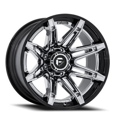 Aluminum Wheels 22X12 Brawl FC401PB 6 On 139.7 Chrome/Gloss Black Lip 106.1 Bore -44 Offset Fuel Off Road Wheels
