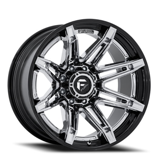 Aluminum Wheels 22X12 Brawl FC401PB 8 On 165.1 Chrome/Gloss Black Lip 125.1 Bore -44 Offset Fuel Off Road Wheels