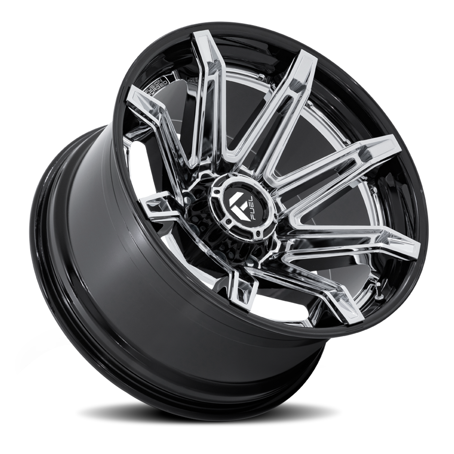Aluminum Wheels 22X12 Brawl FC401PB 8 On 165.1 Chrome/Gloss Black Lip 125.1 Bore -44 Offset Fuel Off Road Wheels