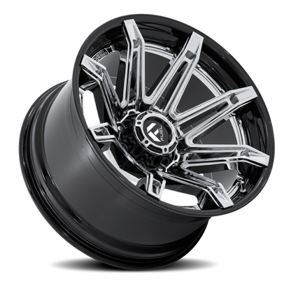 Aluminum Wheels 24X12 Brawl FC401PB 8 On 165.1 Chrome/Gloss Black Lip 125.1 Bore -44 Offset Fuel Off Road Wheels
