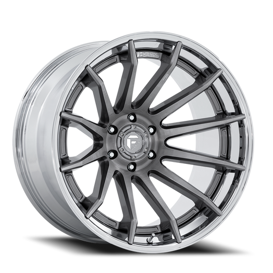 Aluminum Wheels 22X12 Burn FC403AP 6 On 139.7 Platinum Silver Chrome Lip 106.1 Bore -44 Offset Fuel Off Road Wheels