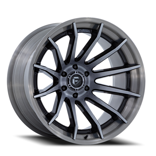 Aluminum Wheels 22X12 Burn FC403BT 5 On 127 Gloss Black Brushed Dark Tint 71.5 Bore -44 Offset Fuel Off Road Wheels