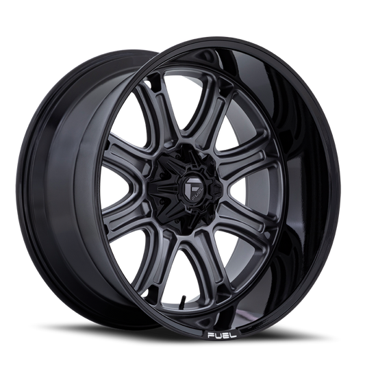 Aluminum Wheels 20X9 Darkstar FC853AB 5 On 127/5 On 139.7 Matte Gunmetal Gray/Black Lip 87.1 Bore 1 Offset Fuel Off Road Wheels
