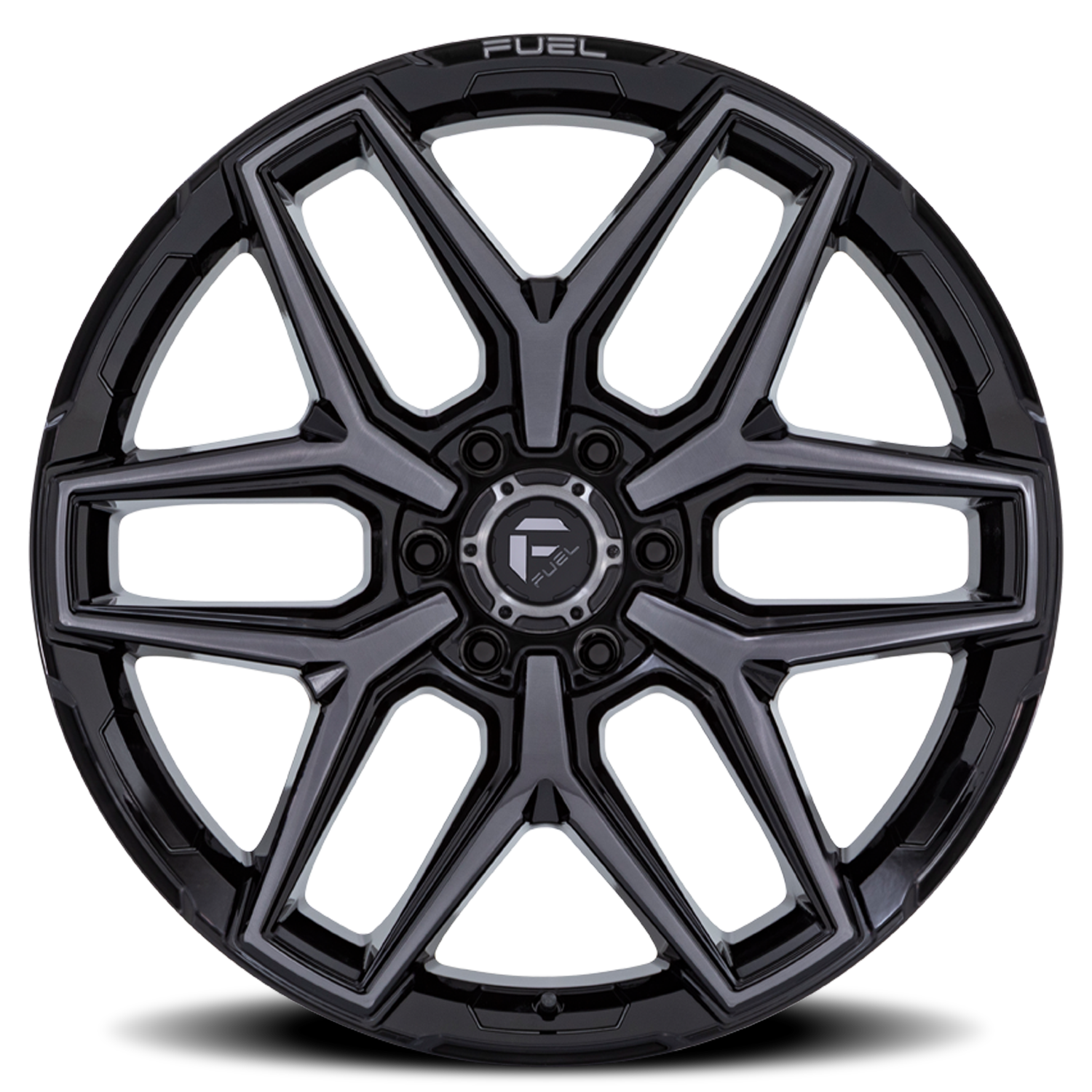 Aluminum Wheels 18X9 Flux 6 FC854BT 6 On 114.3 Gloss Black Brushed Gray Tint 66.06 Bore 20 Offset Fuel Off Road Wheels
