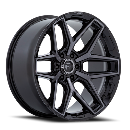 Aluminum Wheels 20X9 Flux 6 FC854BT 6 On 135 Gloss Black Brushed Gray Tint 87.1 Bore 1 Offset Fuel Off Road Wheels