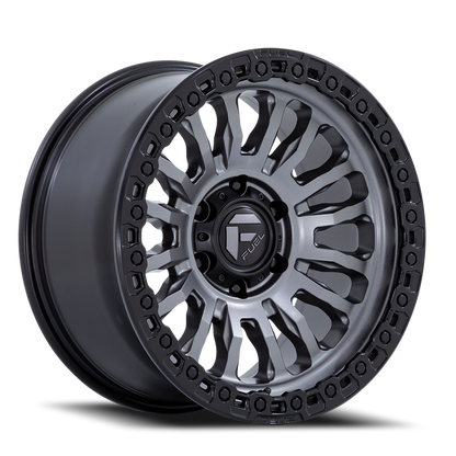 Aluminum Wheels 17X9 Rincon SBL FC857AB 8 On 165.1 Matte Gunmetal Gray Matte Black Lip 125.1 Bore -12 Offset Fuel Off Road Wheels