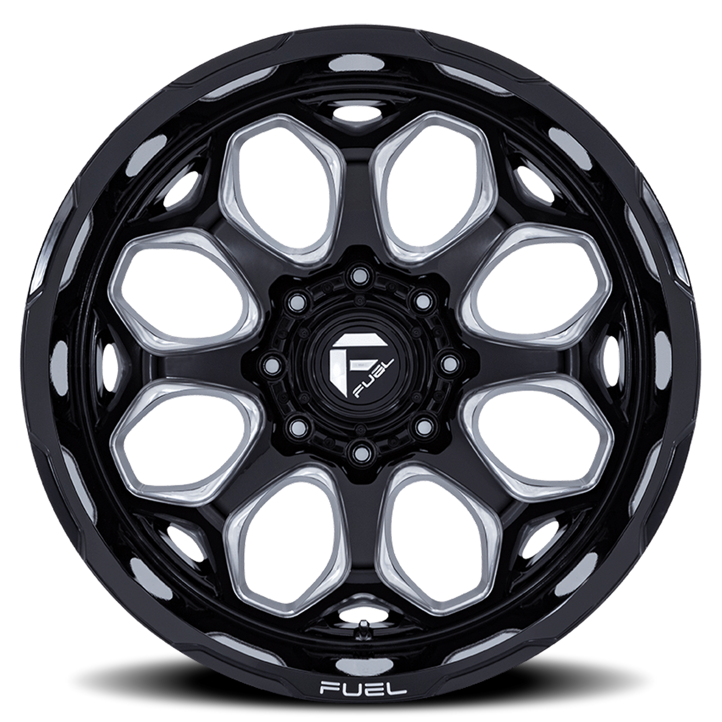 Aluminum Wheels 20X10 Scepter FC862 BE 8 On 165.1 Gloss Black Milled 125.1 Bore -18 Offset Fuel Off Road Wheels