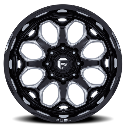 Aluminum Wheels 20X9 Scepter FC862 BE 8 On 170 Gloss Black Milled 125.1 Bore 1 Offset Fuel Off Road Wheels