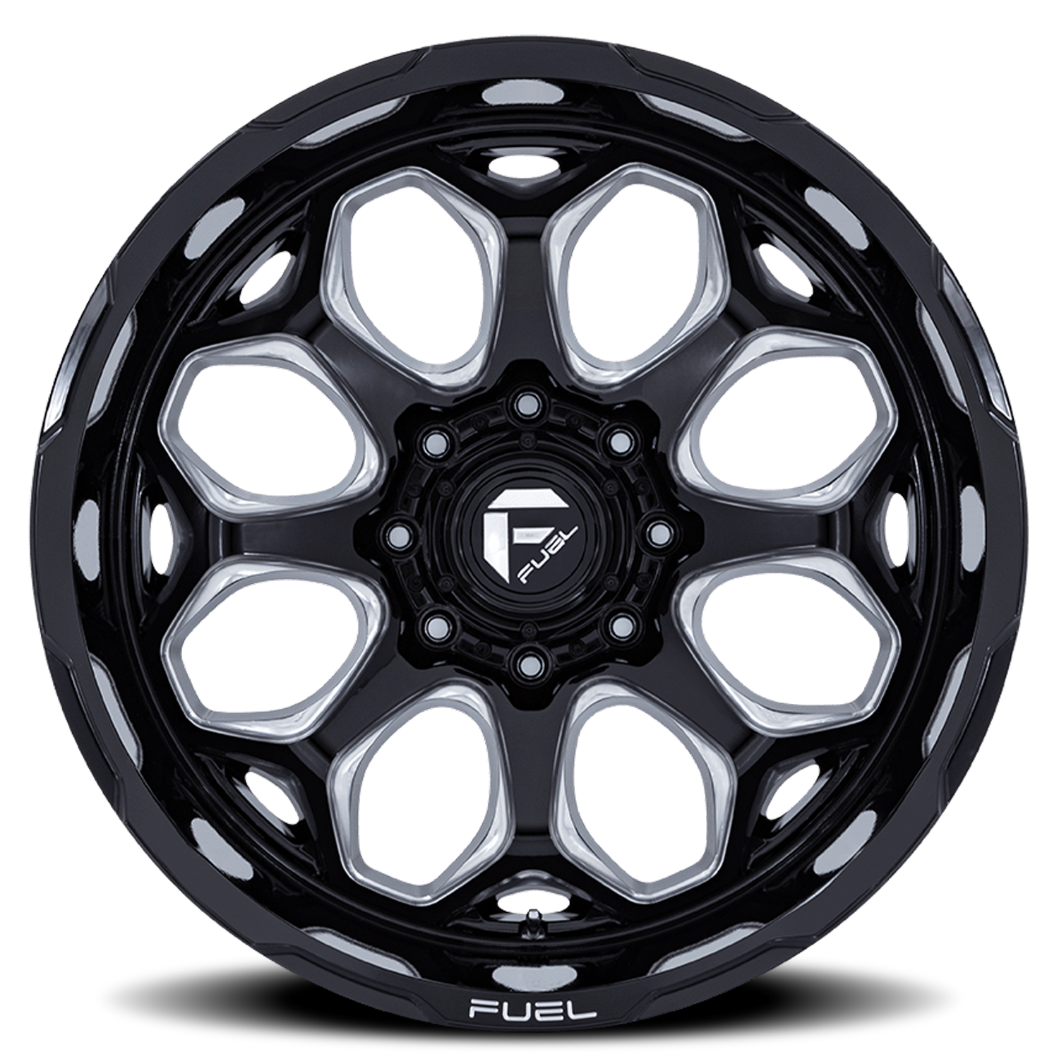 Aluminum Wheels 20X9 Scepter FC862 BE 8 On 180 Gloss Black Milled 124.2 Bore 1 Offset Fuel Off Road Wheels