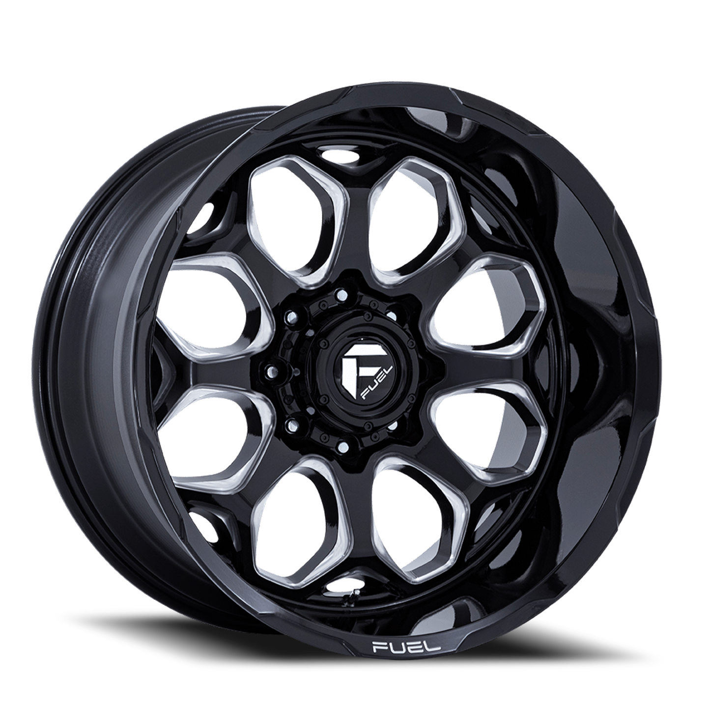 Aluminum Wheels 22X10 Scepter FC862 BE 6 On 135 Gloss Black Milled 87.1 Bore -18 Offset Fuel Off Road Wheels