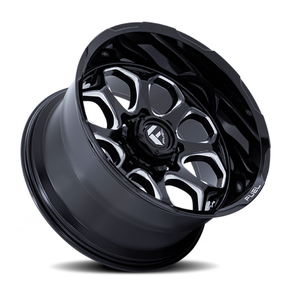 Aluminum Wheels 22X10 Scepter FC862 BE 8 On 180 Gloss Black Milled 124.2 Bore -18 Offset Fuel Off Road Wheels
