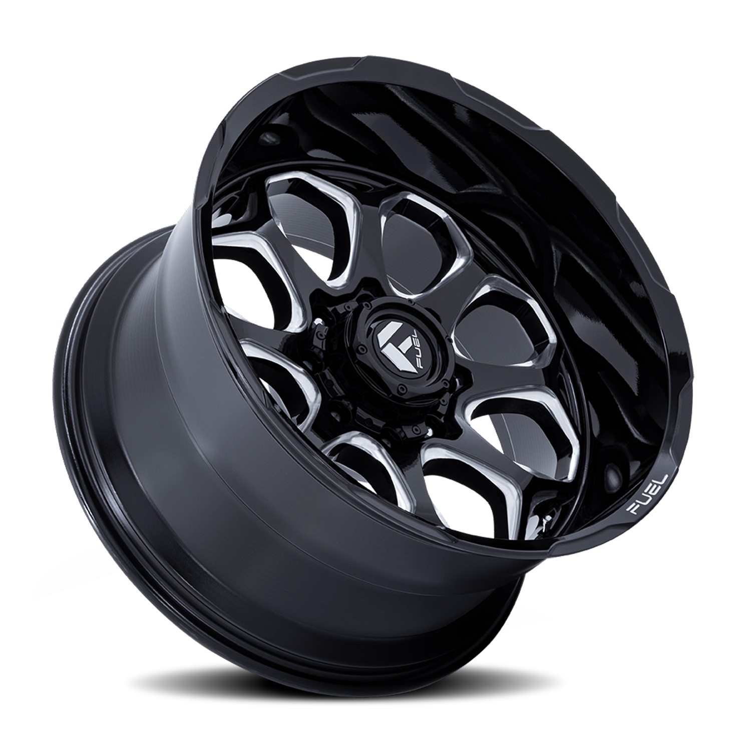 Aluminum Wheels 22X12 Scepter FC862 BE 6 On 135 Gloss Black Milled 87.1 Bore -44 Offset Fuel Off Road Wheels