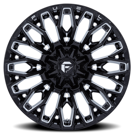 Aluminum Wheels 22X10 Strike FC865 BE 8 On 165.1 Gloss Black Milled 125.1 Bore -18 Offset Fuel Off Road Wheels