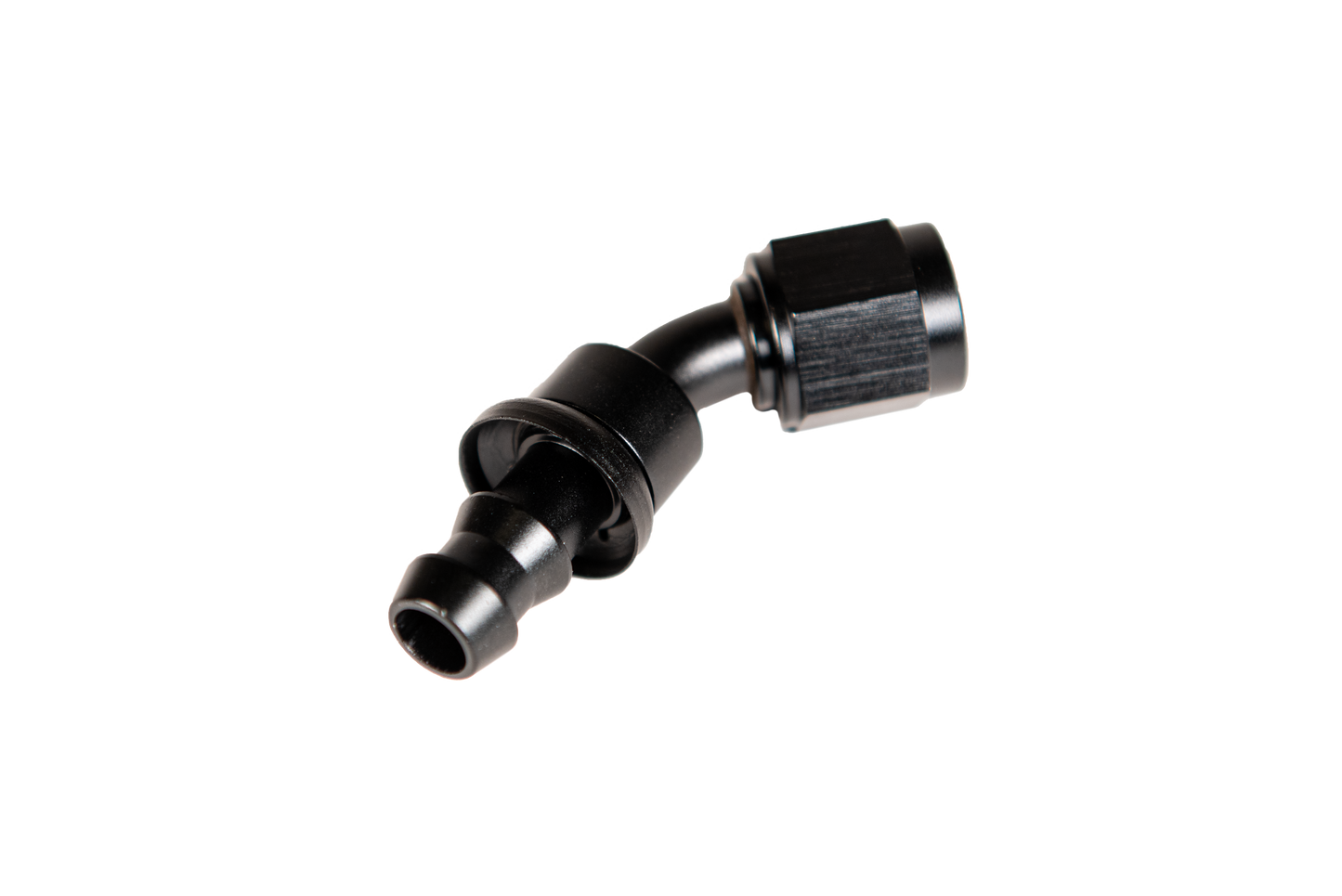 -8 45 Degree to Hose Barb Black Fleece Performance