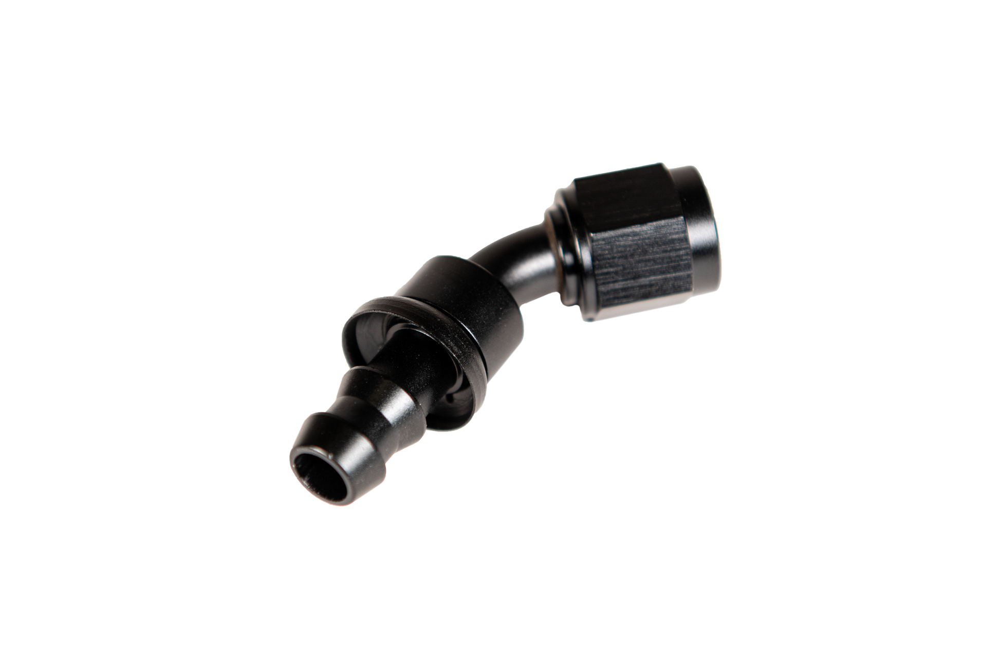 -8 45 Degree to Hose Barb Black Fleece Performance