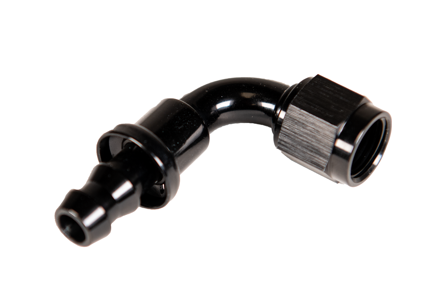 -8 90 Degree to Hose Barb Black Fleece Performance
